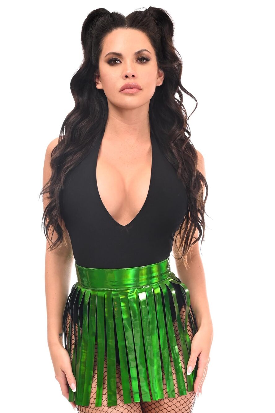 4574 Green Holo Fringe Skirt XLarge